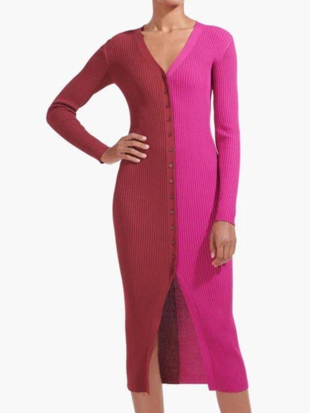 STAUD Shoko Colorblock Sweater Dress